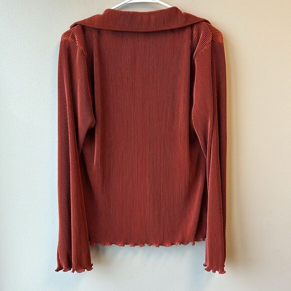 Dolan NWT blouse long sleeve button down orange rust medium - Picture 5 of 5